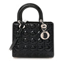Christian Dior Patent Cannage Medium Lady Dior Navy Blue