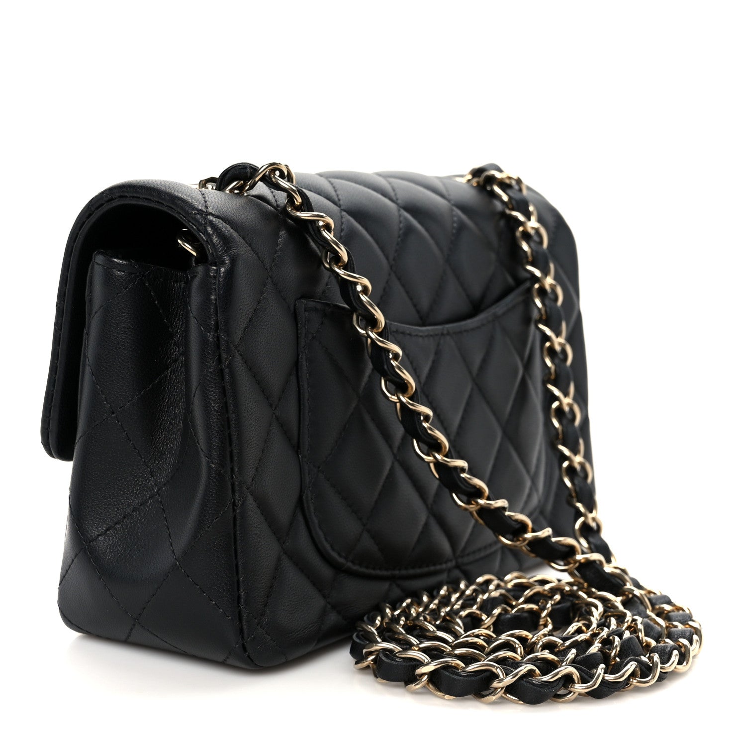 Chanel Lambskin Quilted Mini Rectangular Flap Black