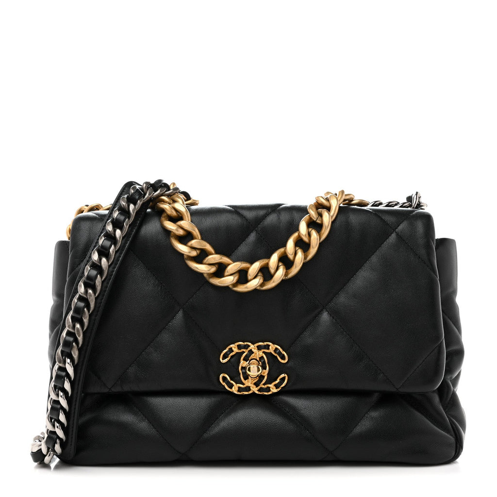 Chanel Lambskin Quilted Large Chanel 19 Flap Black