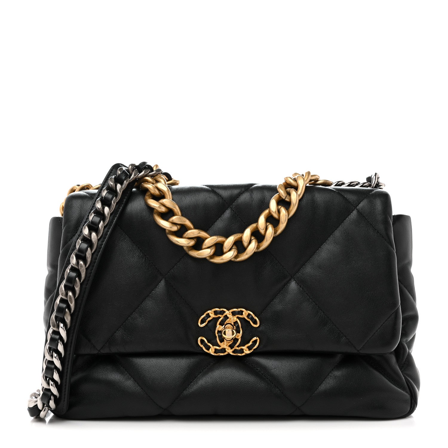 Chanel Lambskin Quilted Large Chanel 19 Flap Black