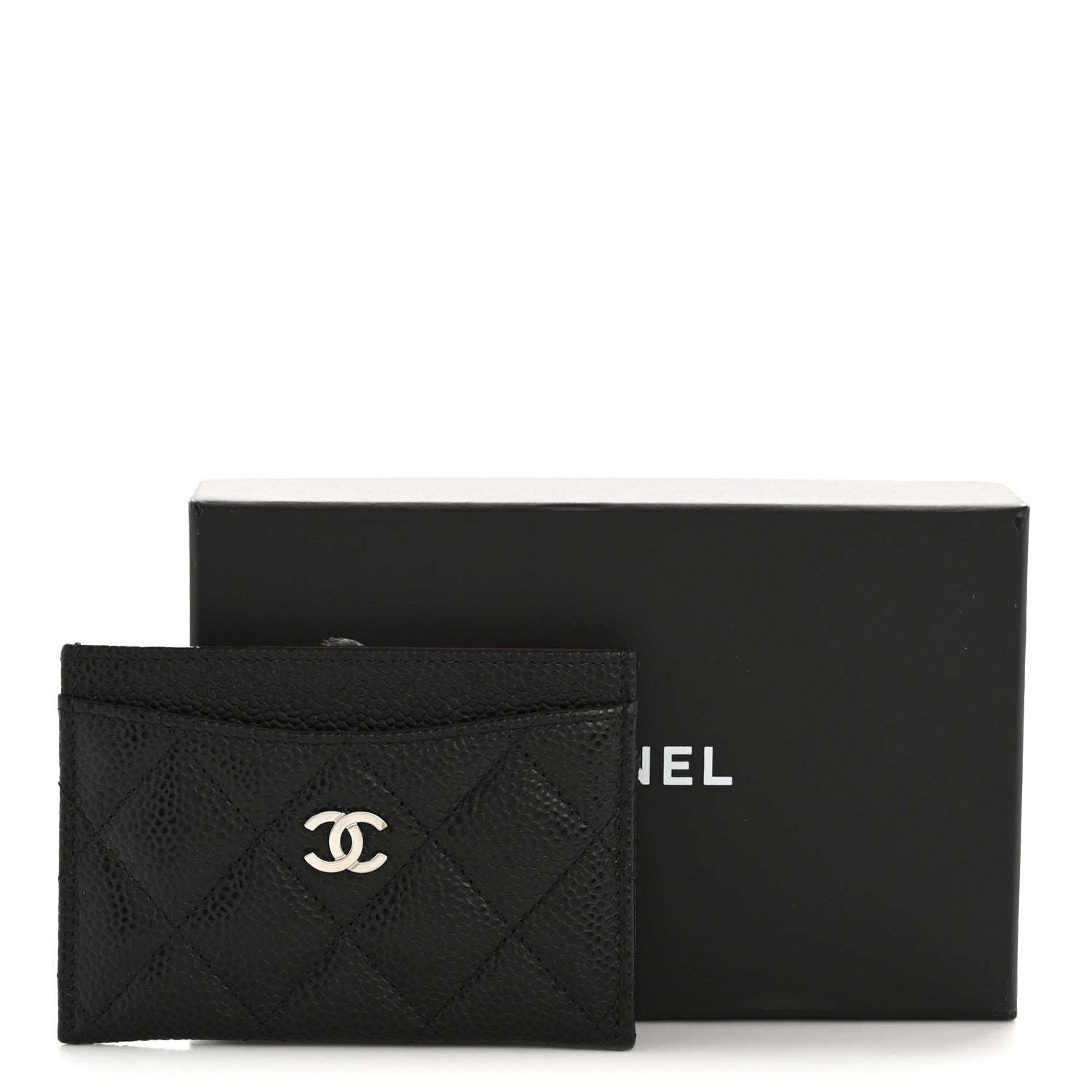 Caviar Quilted Card Holder Black