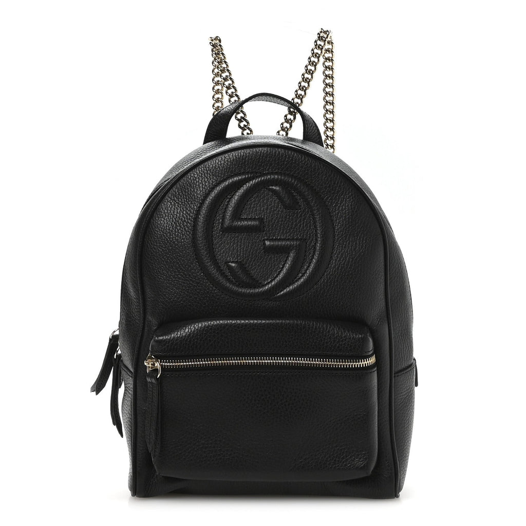 Gucci Pebbled Calfskin Soho Chain Backpack Black