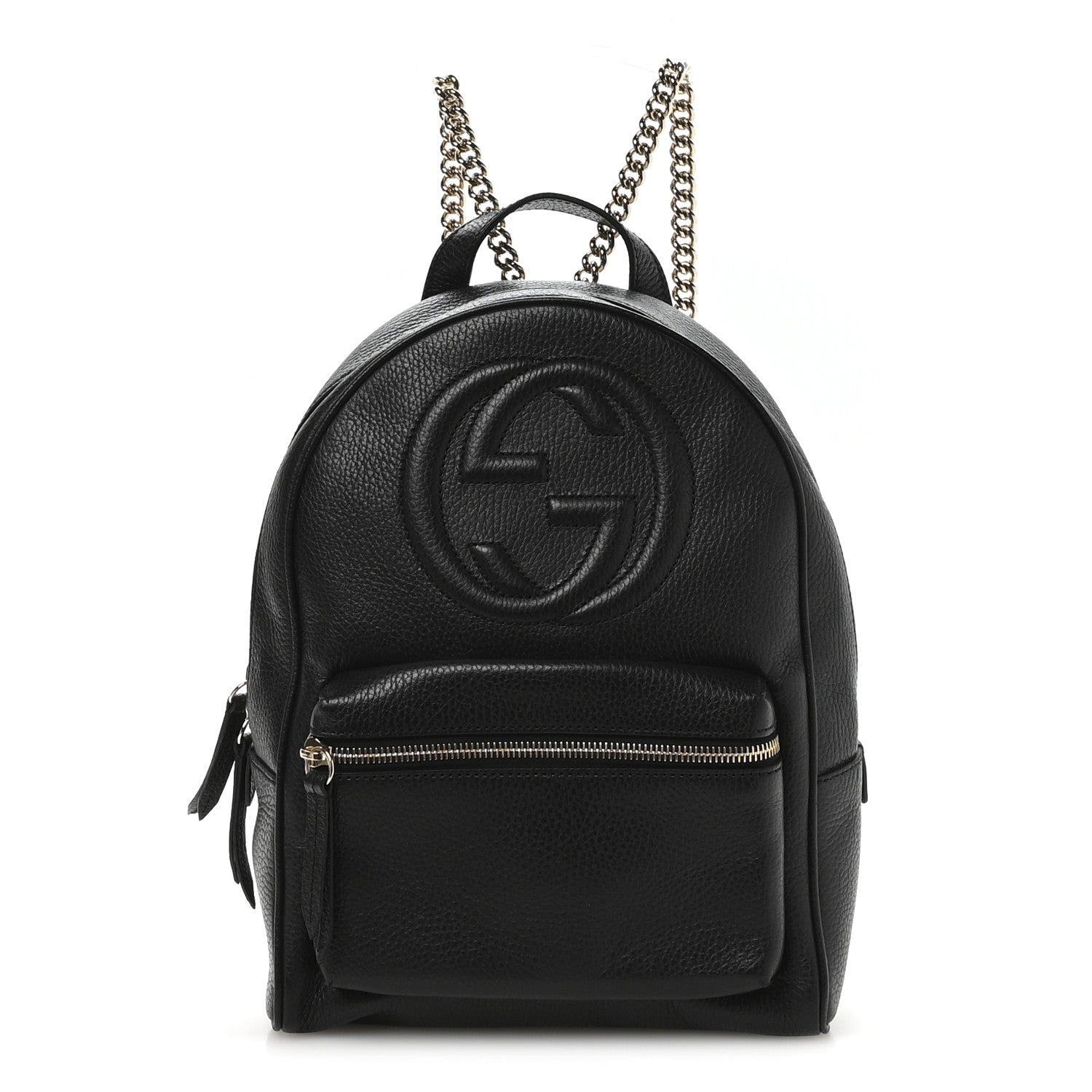 Gucci Pebbled Calfskin Soho Chain Backpack Black