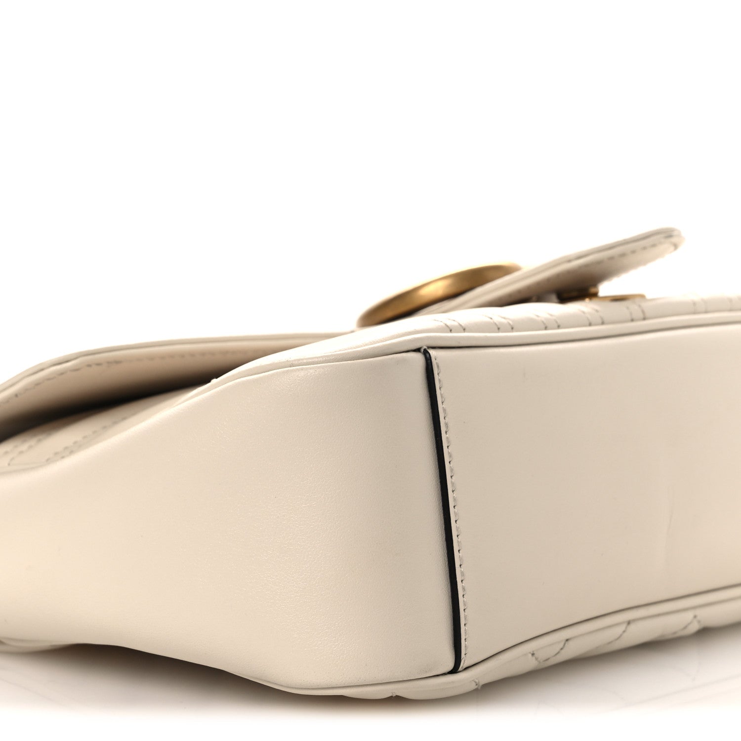 Gucci Calfskin Matelasse Small GG Marmont Shoulder Bag White
