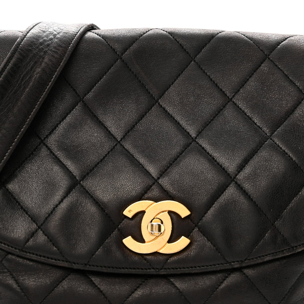 Chanel Lambskin Quilted Flap Shoulder Bag Black