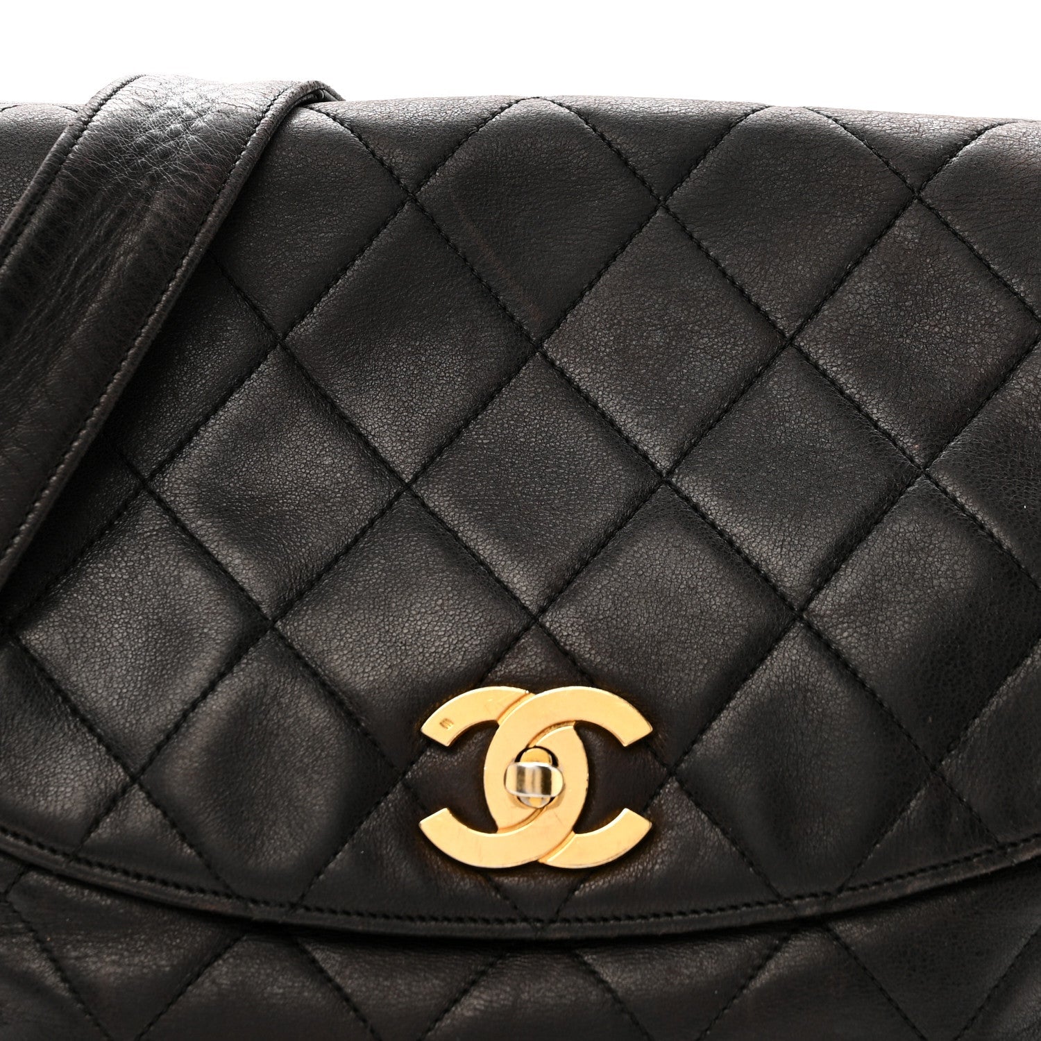 Chanel Lambskin Quilted Flap Shoulder Bag Black