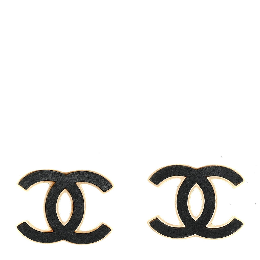 Lambskin CC Earrings Black