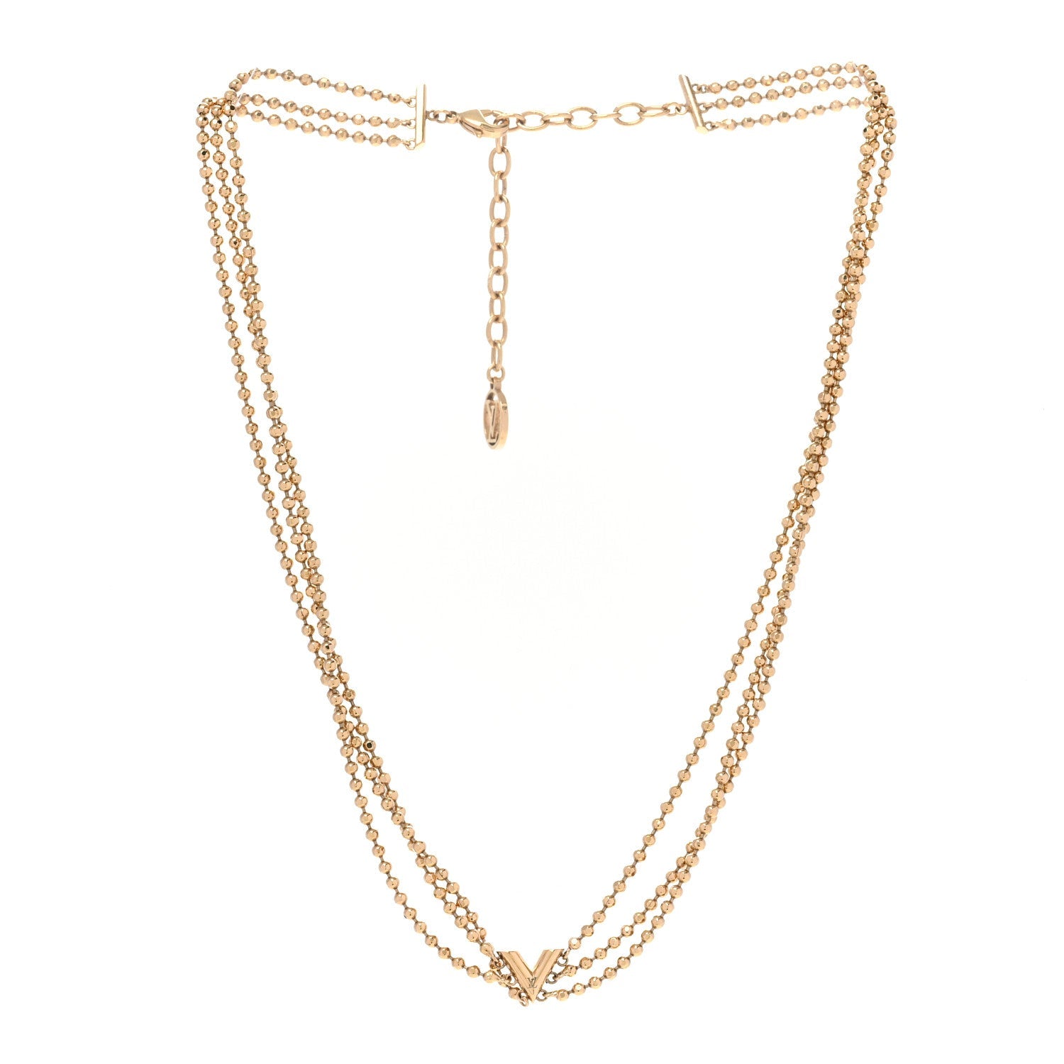 Louis Vuitton Metal Essential V Skin Necklace Gold