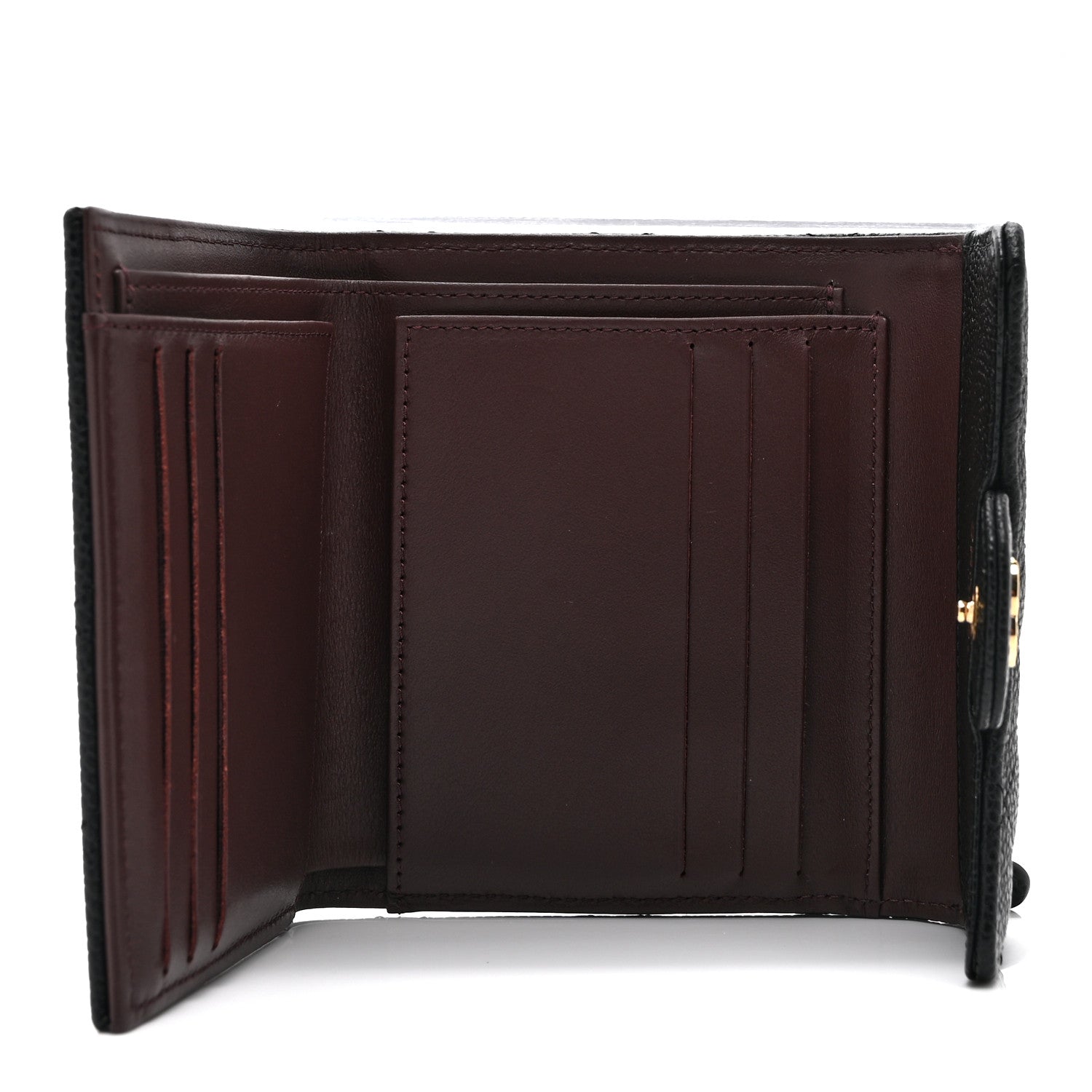 Caviar Quilted Compact Flap Wallet Black