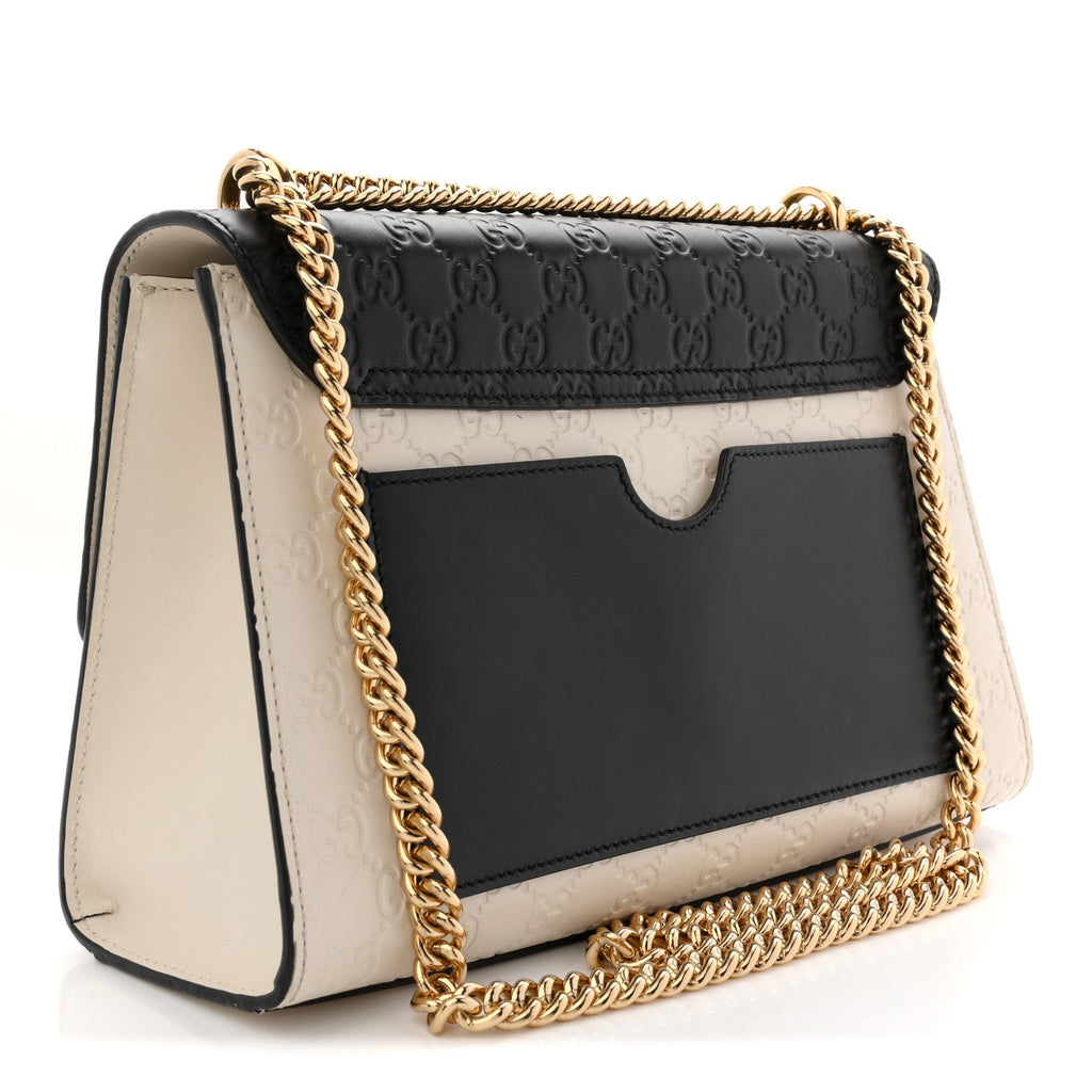 Gucci Guccissima Medium Padlock Shoulder Bag Black Mystic White