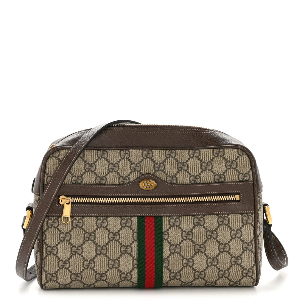 Gucci GG Supreme Monogram Web Small Ophidia Shoulder Bag Brown