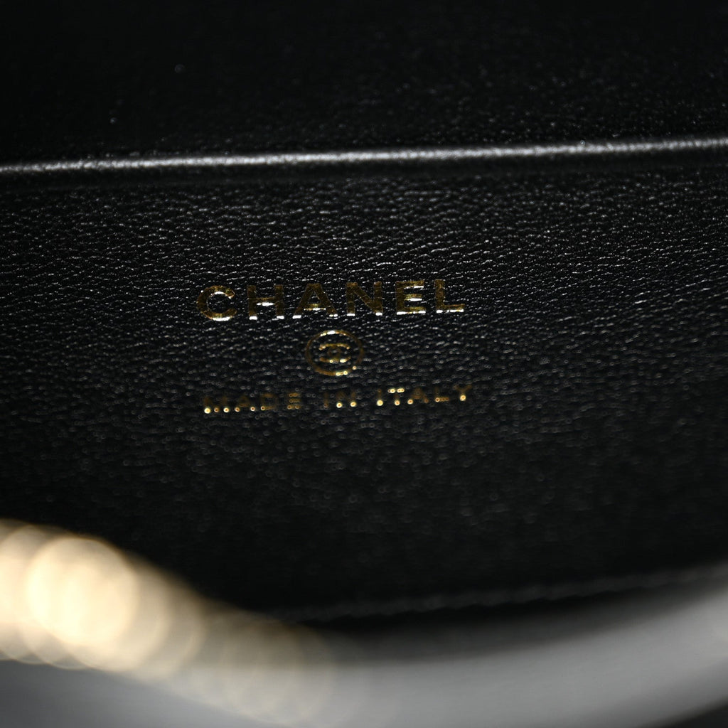 Chanel Shearling Quilted Barrel Clutch With Chain Black