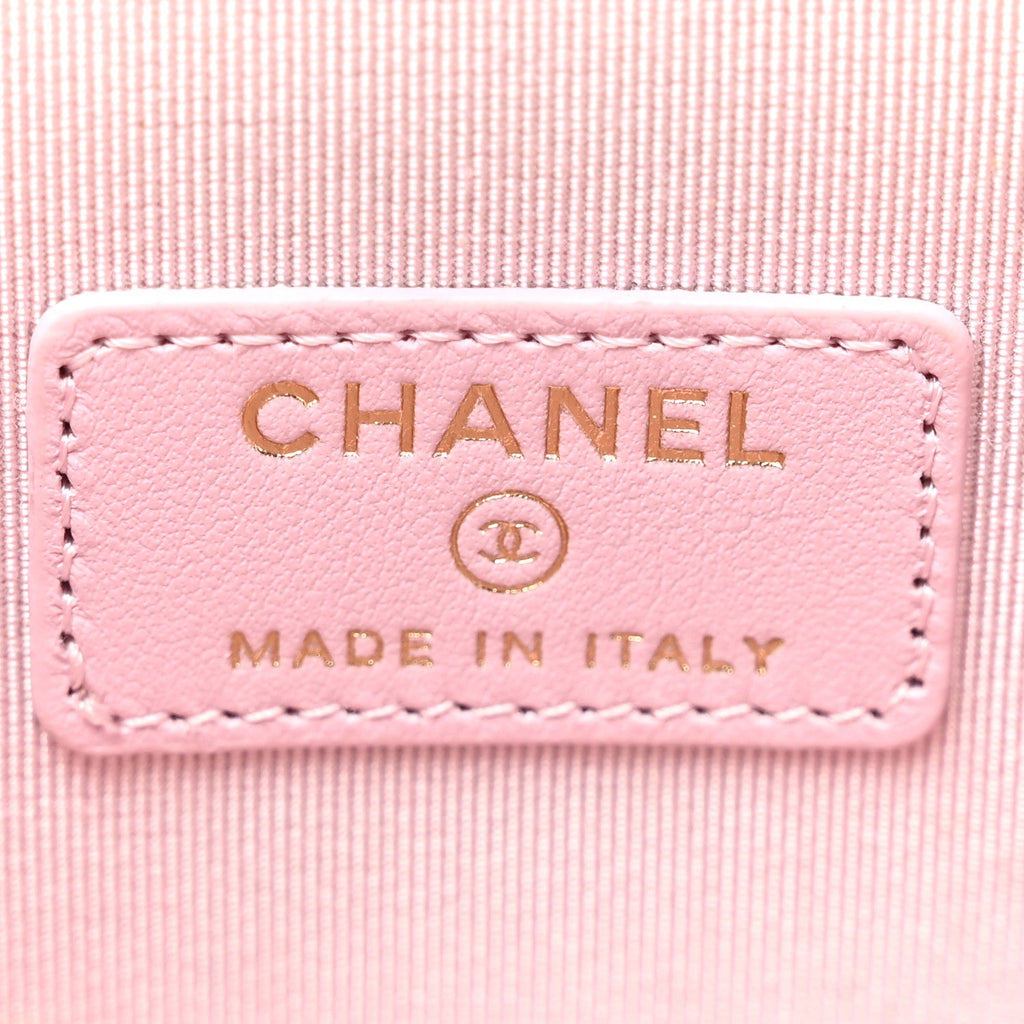 Chanel Caviar Quilted Mini Vanity Case With Chain Light Pink