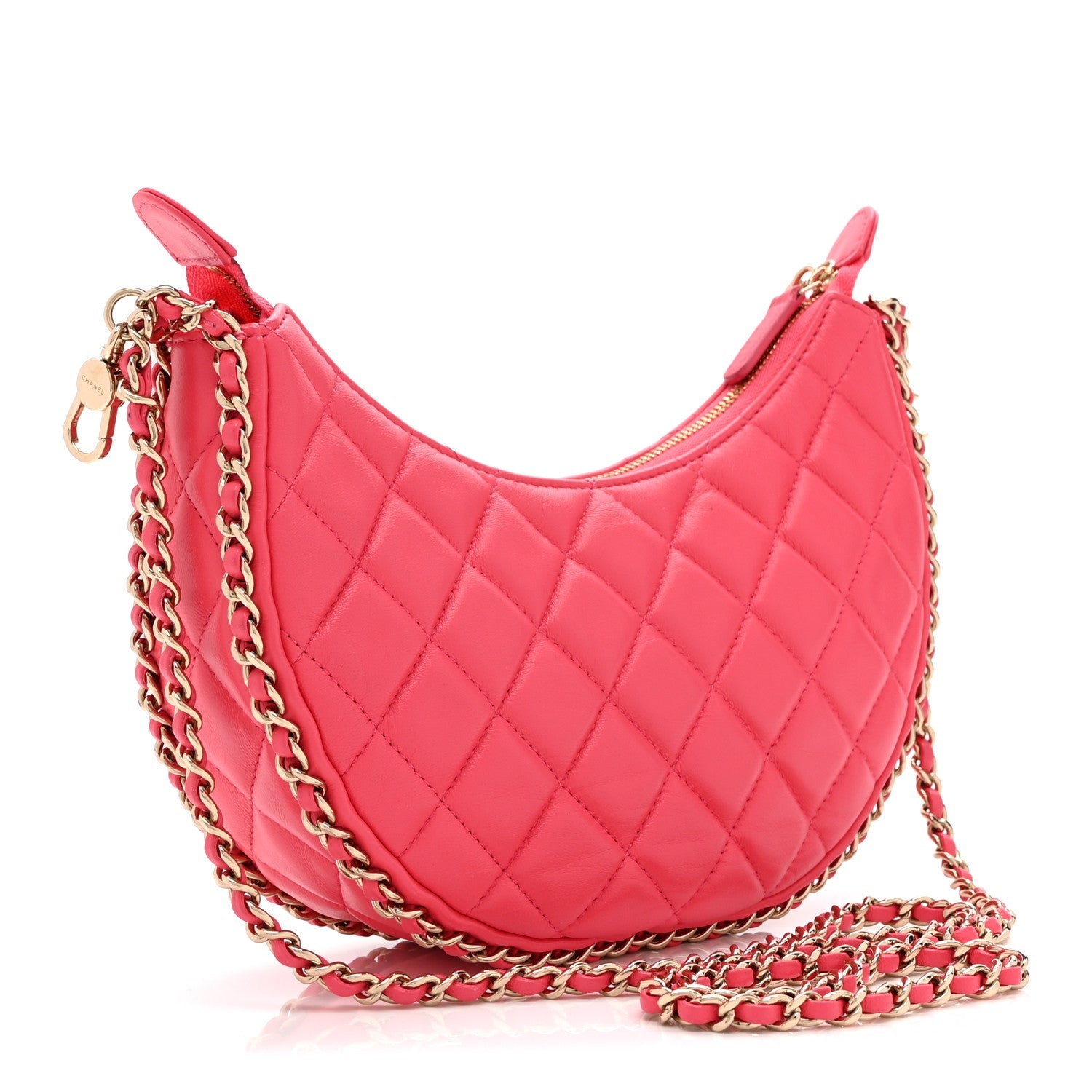 Chanel Lambskin Quilted Small Hobo Bag Pink