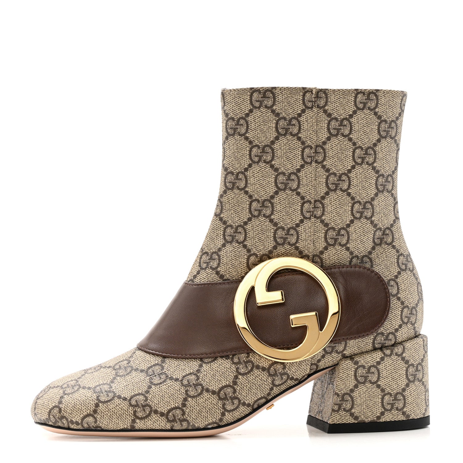 Gucci GG Supreme Monogram Malaga Kid Blondie 55mm Ankle Boots 35 Beige Ebony New Acero