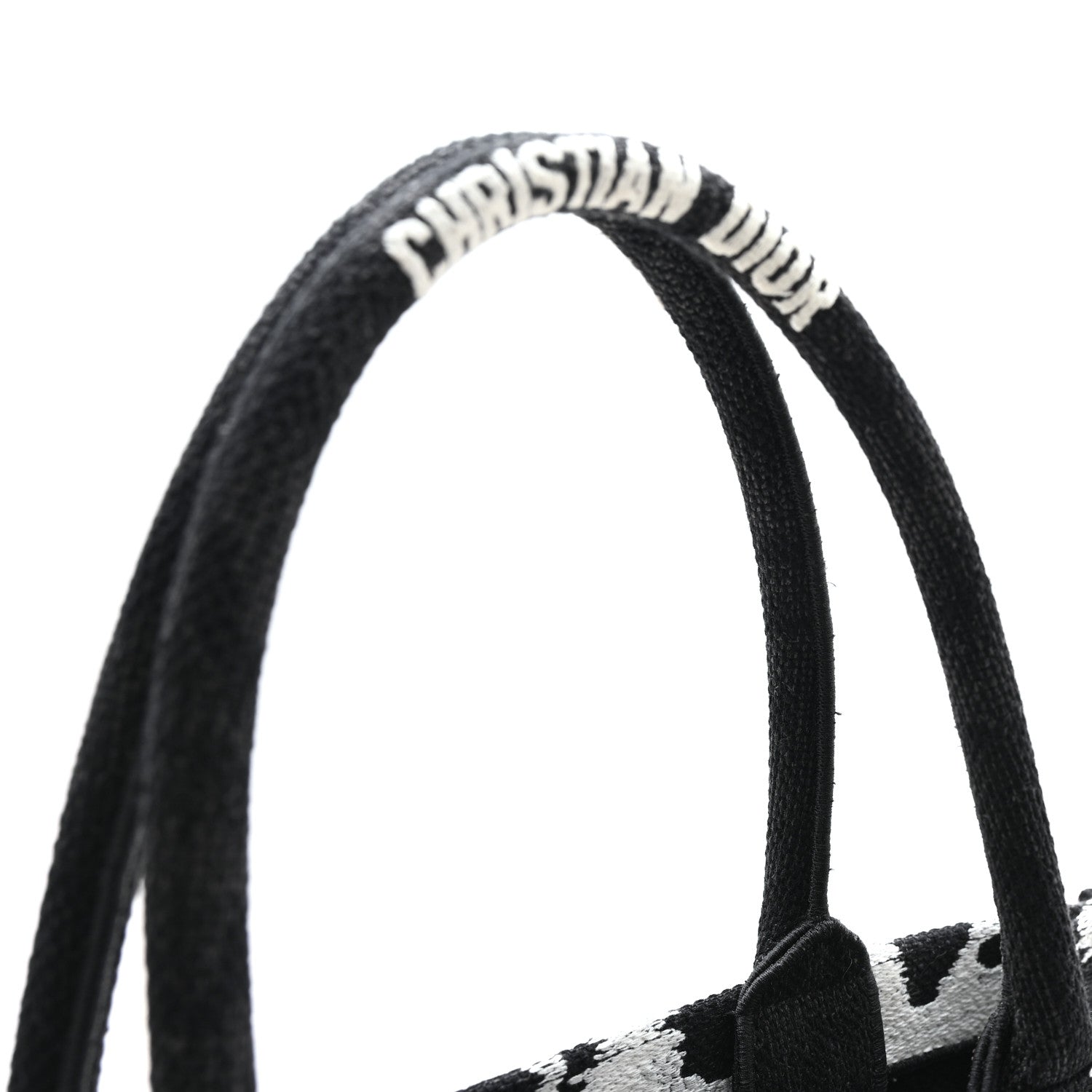 Christian Dior Canvas Embroidered Medium Paris Book Tote Black White