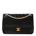 Chanel Lambskin Quilted Medium Double Flap Bijoux Chain Black