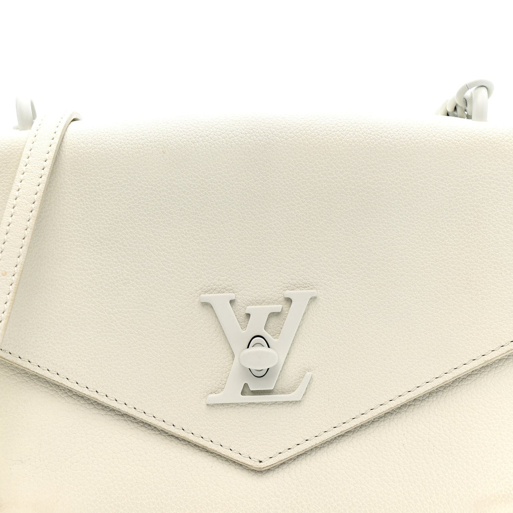 Louis Vuitton Soft Calfskin Mylockme Chain Bag BB White