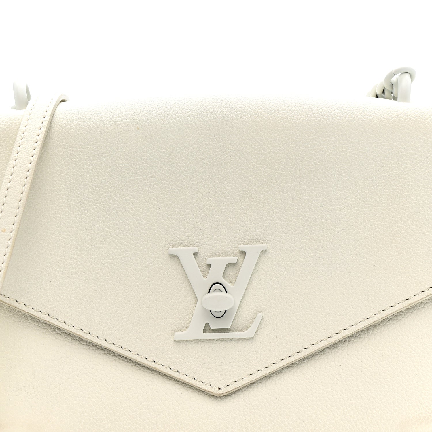 Louis Vuitton Soft Calfskin Mylockme Chain Bag BB White
