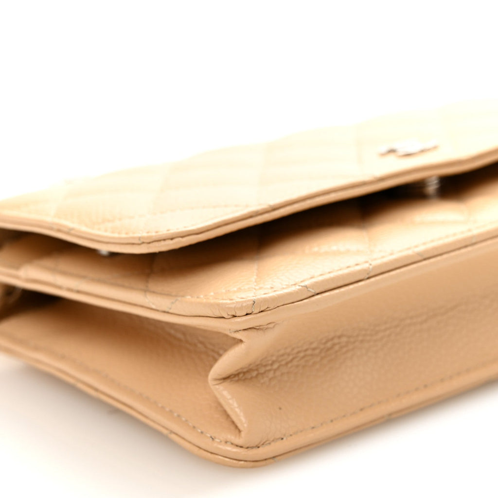 Chanel Caviar Quilted Wallet on Chain WOC Beige