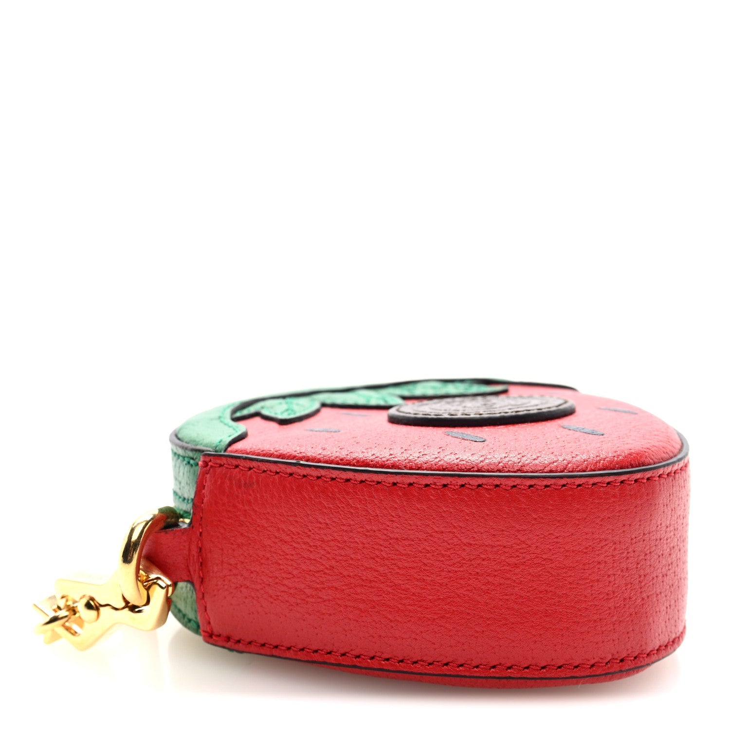 Gucci Textured Dollar Calfskin Retro Interlocking G Fruttini Strawberry Mini Crossbody Lobster Red Black New Acero