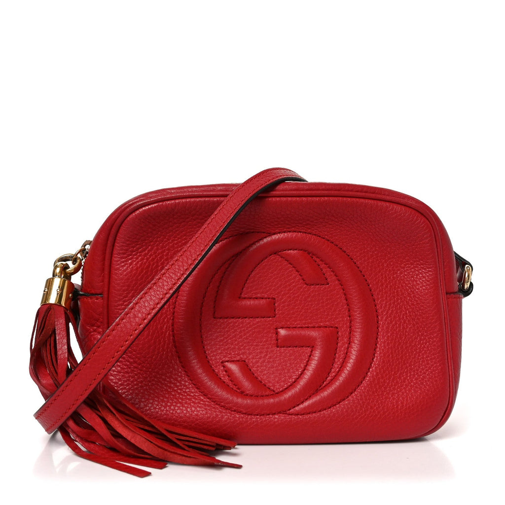 Gucci Pebbled Calfskin Small Soho Disco Bag Tabasco Red