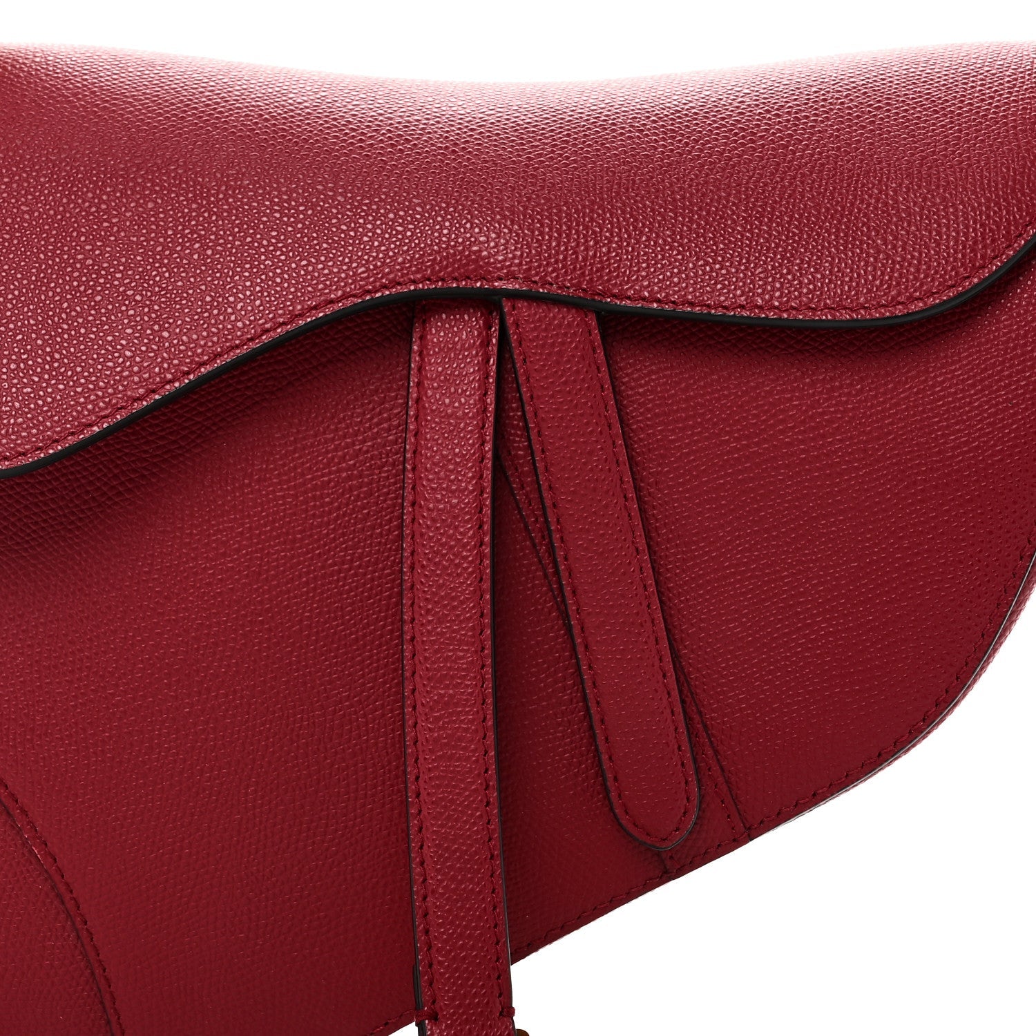 Christian Dior Grained Calfskin Saddle Bag Red