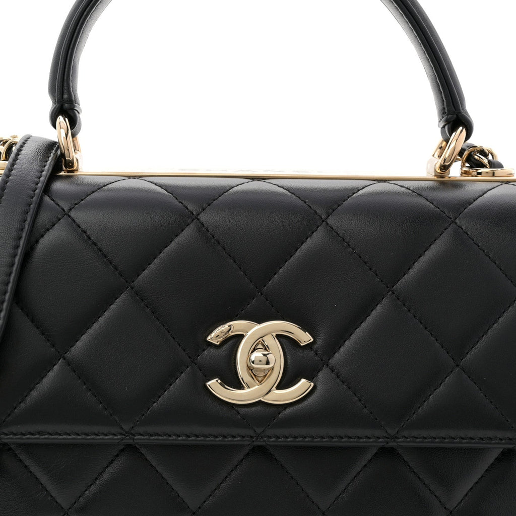 Chanel Lambskin Quilted Small Trendy CC Dual Handle Flap Bag Black
