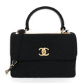 Chanel Jersey Chevron Quilted Small Trendy CC Dual Handle Flap Bag Black
