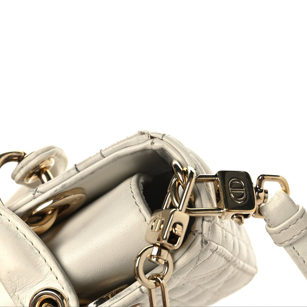 Christian Dior Lambskin Cannage Dioramour Micro Lady D-Joy Latte