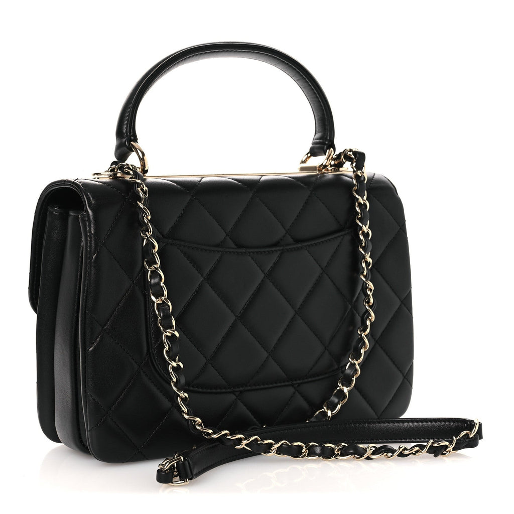 Chanel Lambskin Quilted Small Trendy CC Dual Handle Flap Bag Black