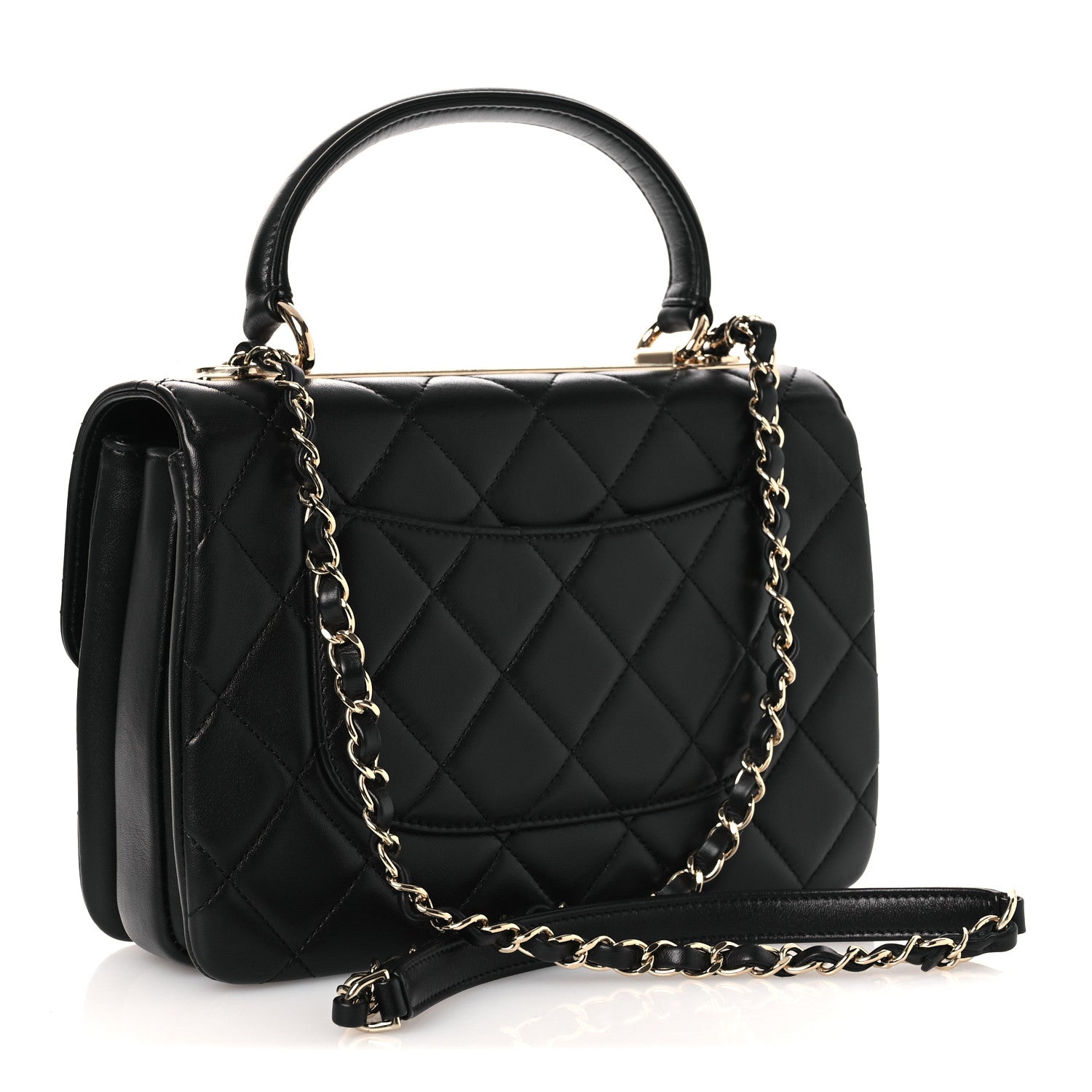 Chanel Lambskin Quilted Small Trendy CC Dual Handle Flap Bag Black