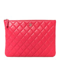 Lambskin Quilted Medium Cosmetic Case Pink