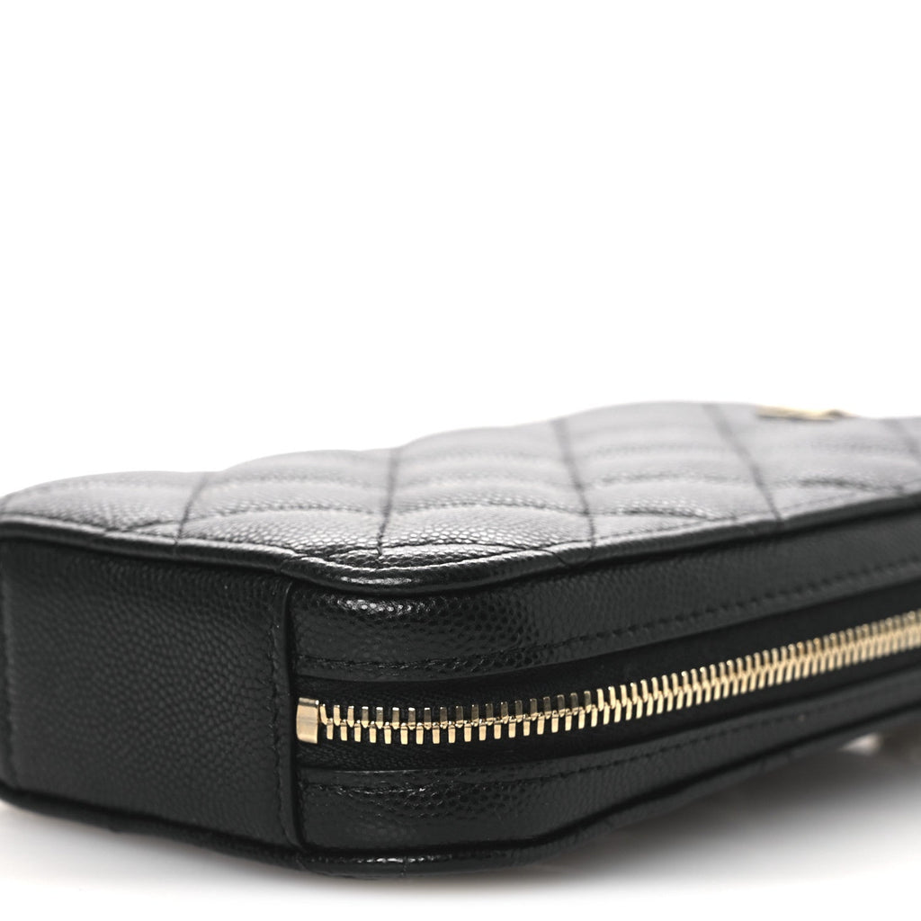 Chanel Caviar Quilted Phone Holder Wallet On Chain WOC Black