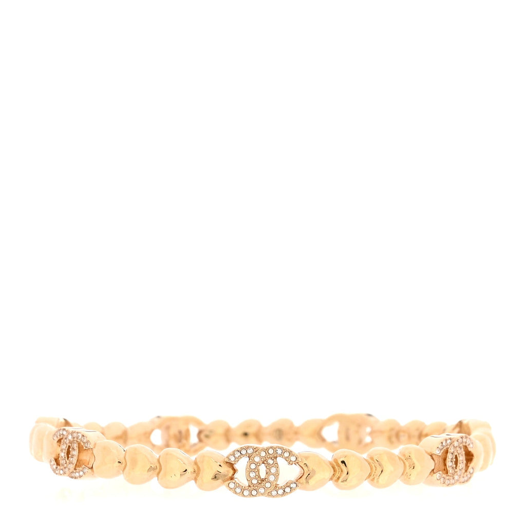 Crystal CC Heart Link Bracelet Gold