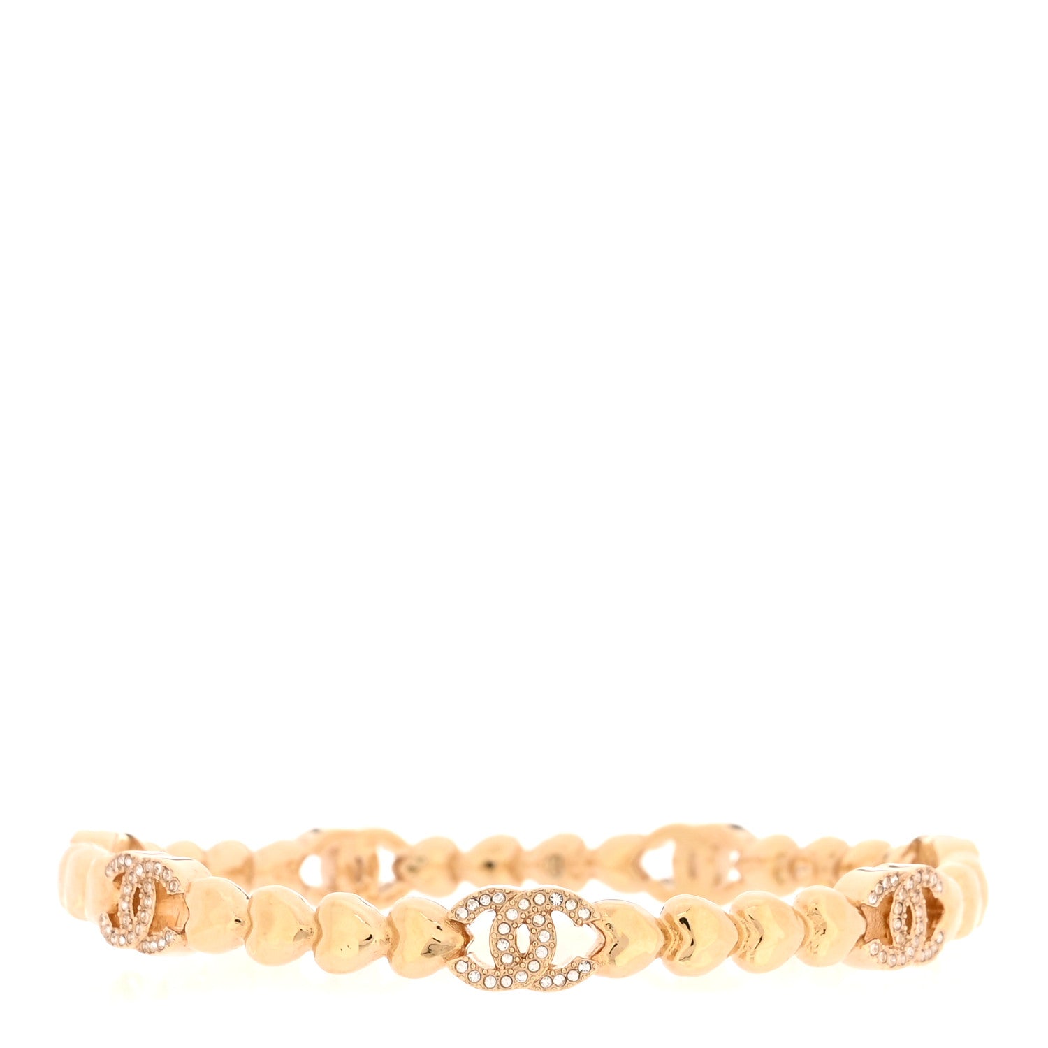 Crystal CC Heart Link Bracelet Gold