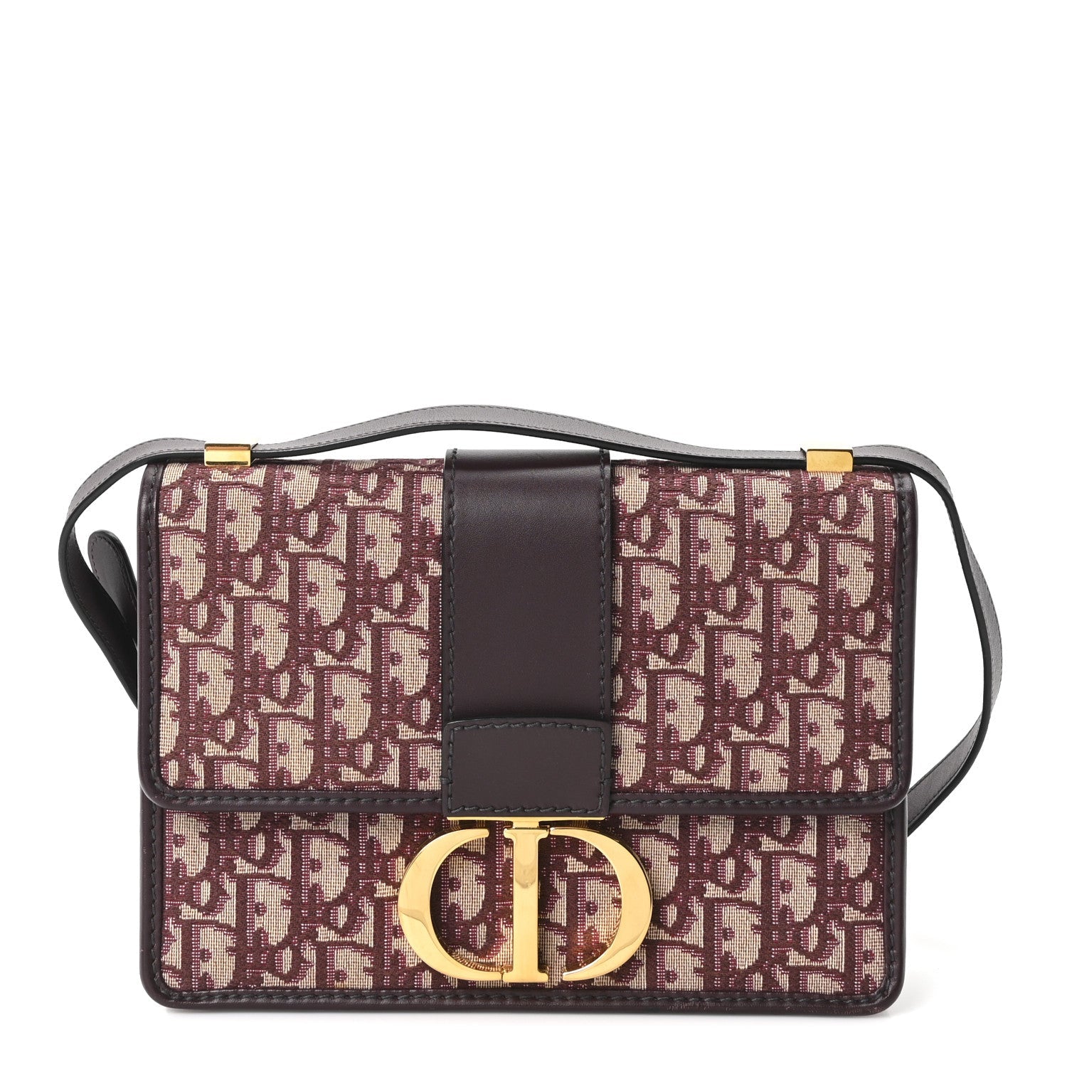 Christian Dior Oblique 30 Montaigne Flap Bag Burgundy