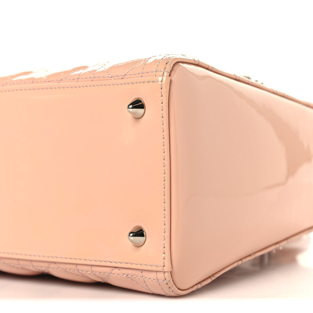 Christian Dior Patent Cannage Medium Lady Dior Rose Clair