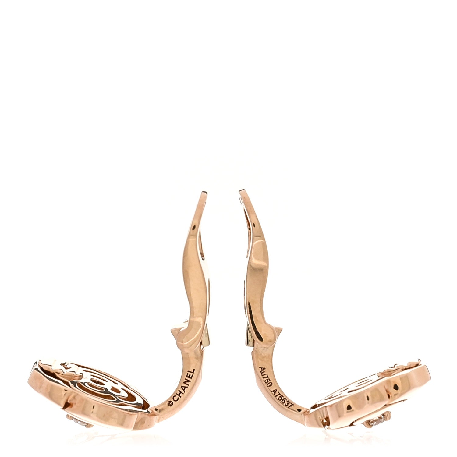 18K Rose Gold Diamond Extrait de Camelia Clip On Earrings