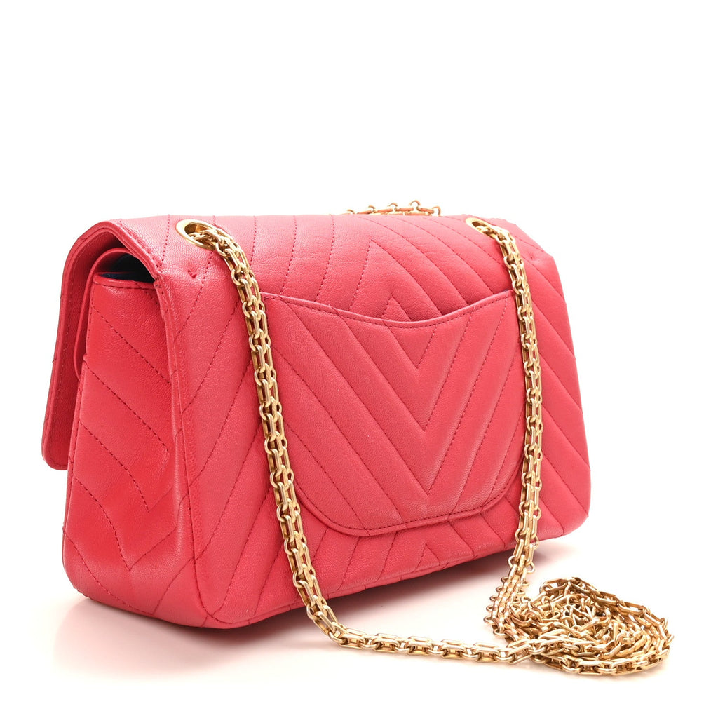 Chanel Sheepskin Chevron Quilted 2.55 Reissue 225 Flap Dark Pink