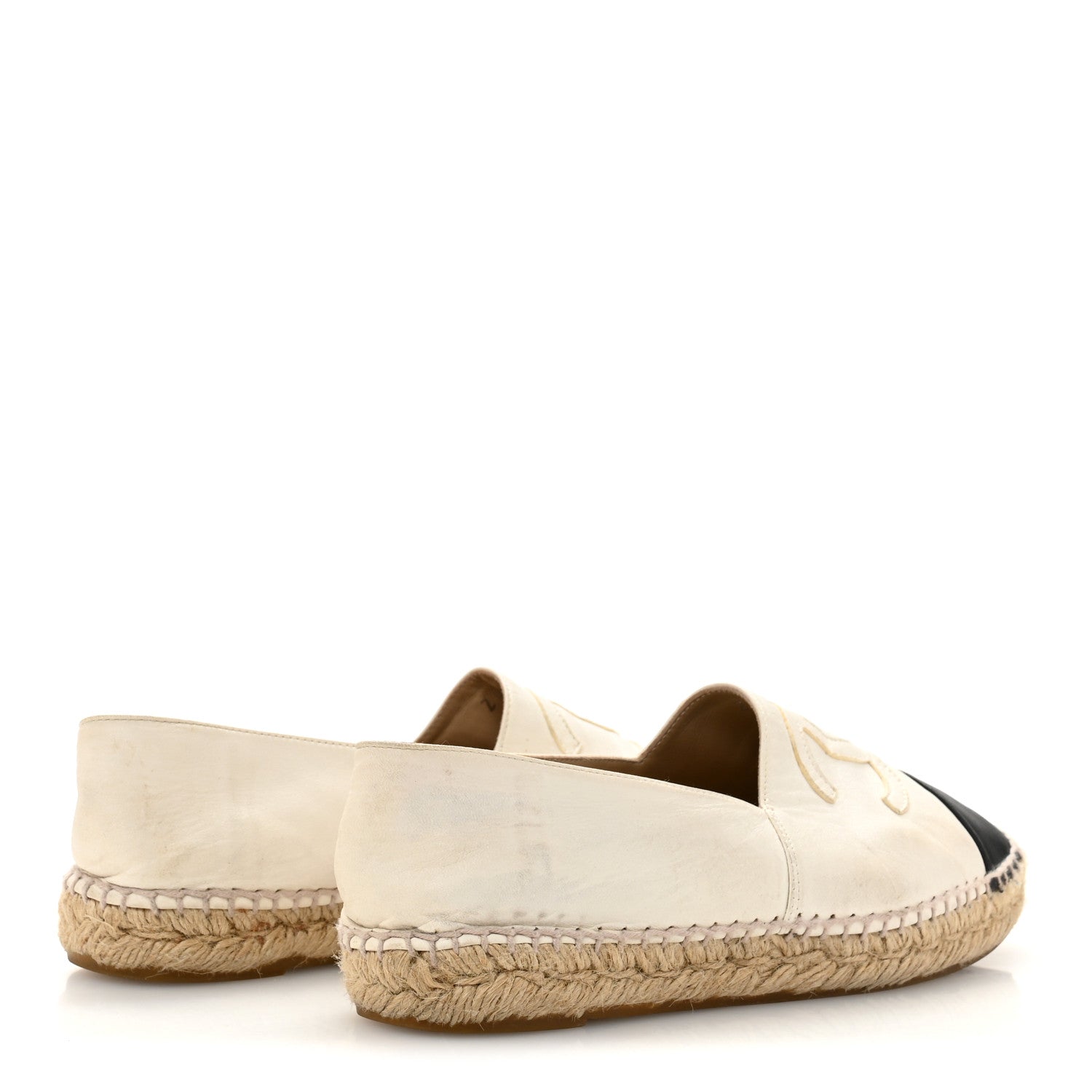 Lambskin CC Espadrilles 38 White Black
