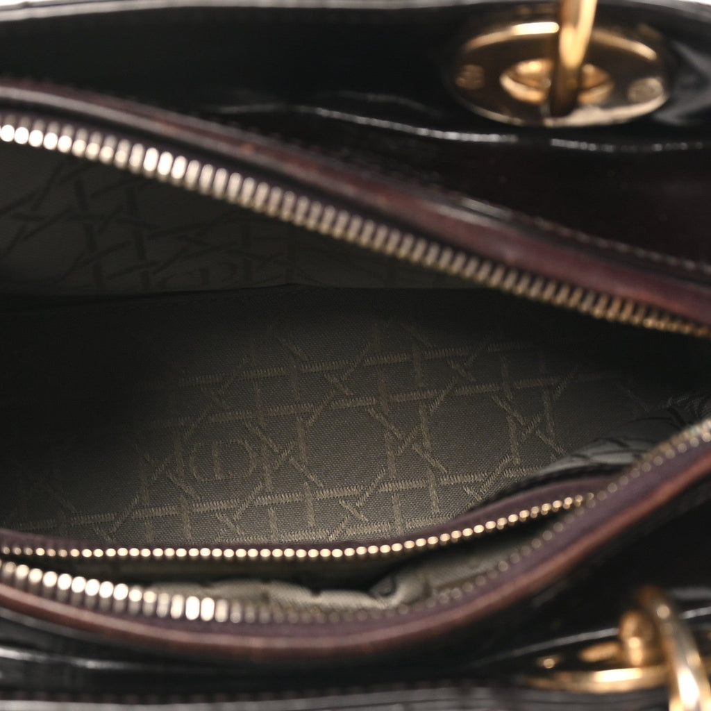 Christian Dior Patent Cannage Medium Lady Dior Dark Brown