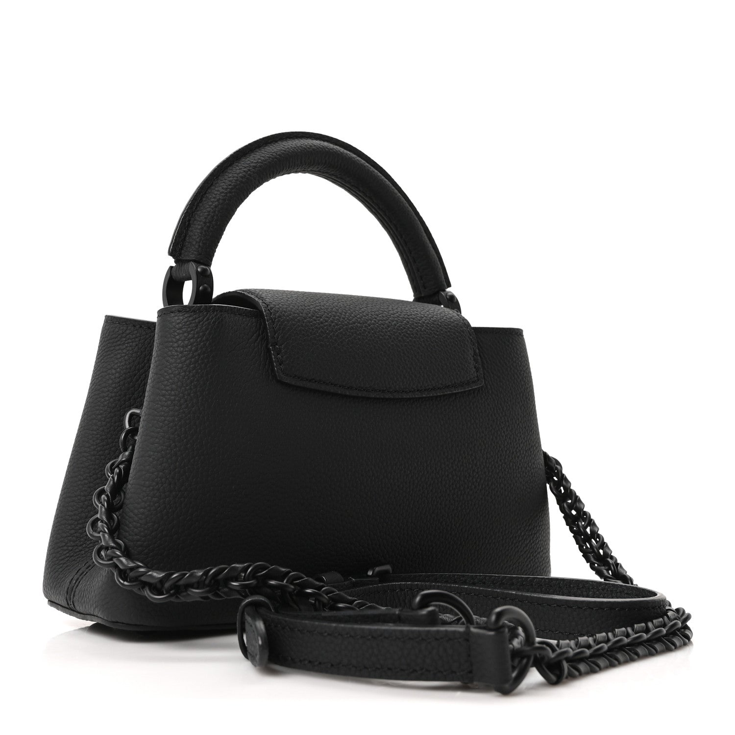 Louis Vuitton Matte Taurillon Capucines East West Mini All Black