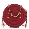 Chanel Caviar Quilted Round Filigree Crossbody Red