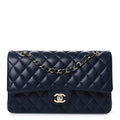 Chanel Lambskin Quilted Medium Double Flap Navy