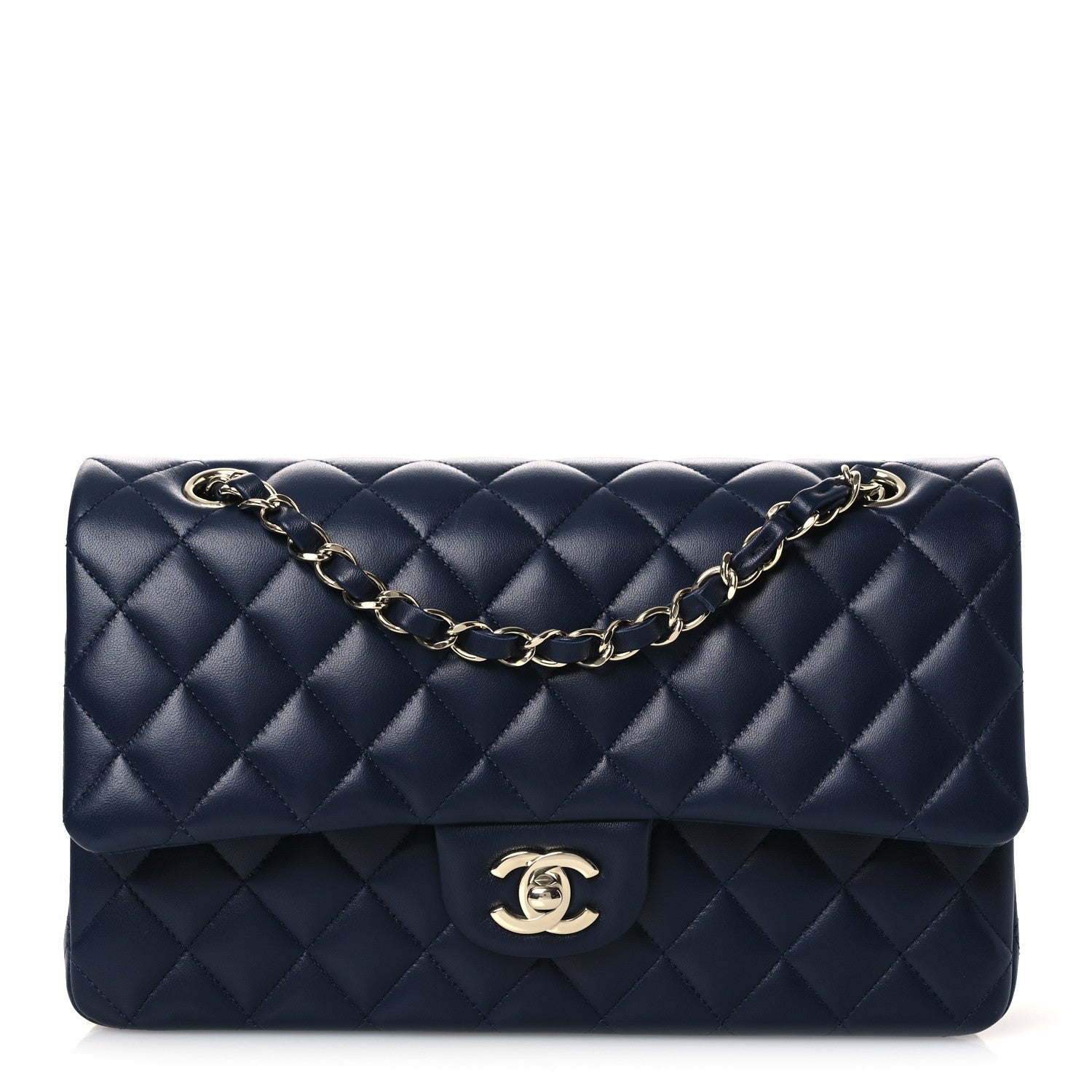 Chanel Lambskin Quilted Medium Double Flap Navy