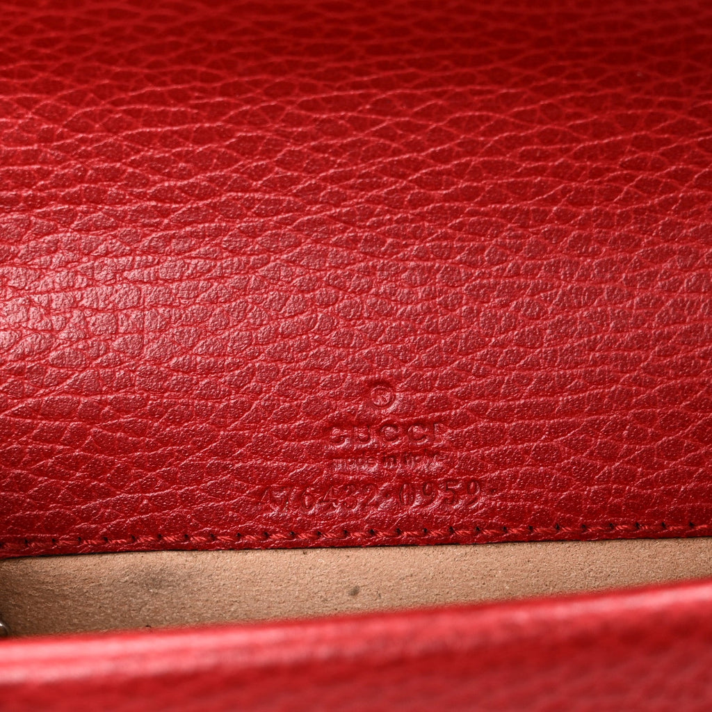 Gucci Dollar Calfskin Swarovski Crystal Small Dionysus Shoulder Bag Hibiscus Red