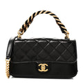 Chanel Iridescent Calfskin Quilted Small Straight Lined Flap Black