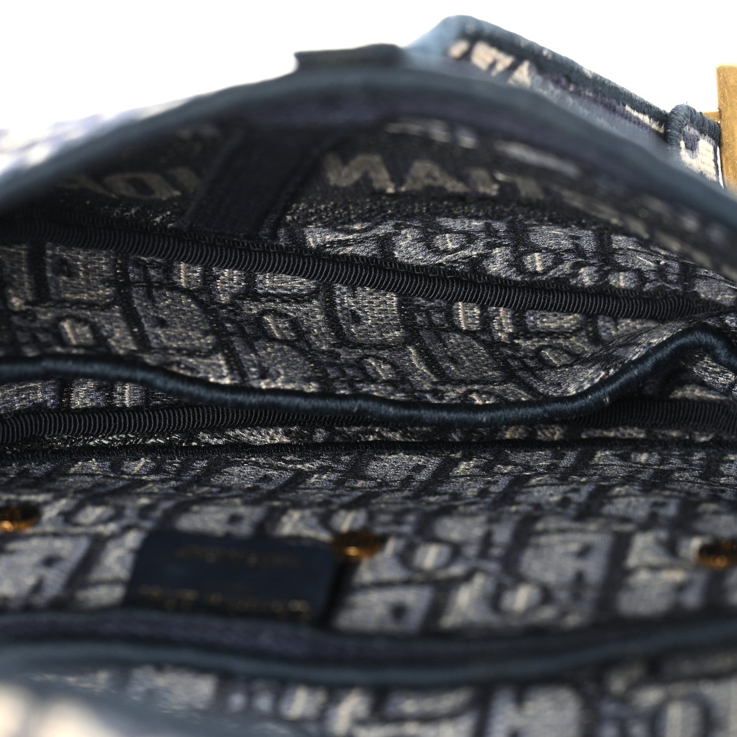 Christian Dior Oblique Embroidered Saddle Bag Blue