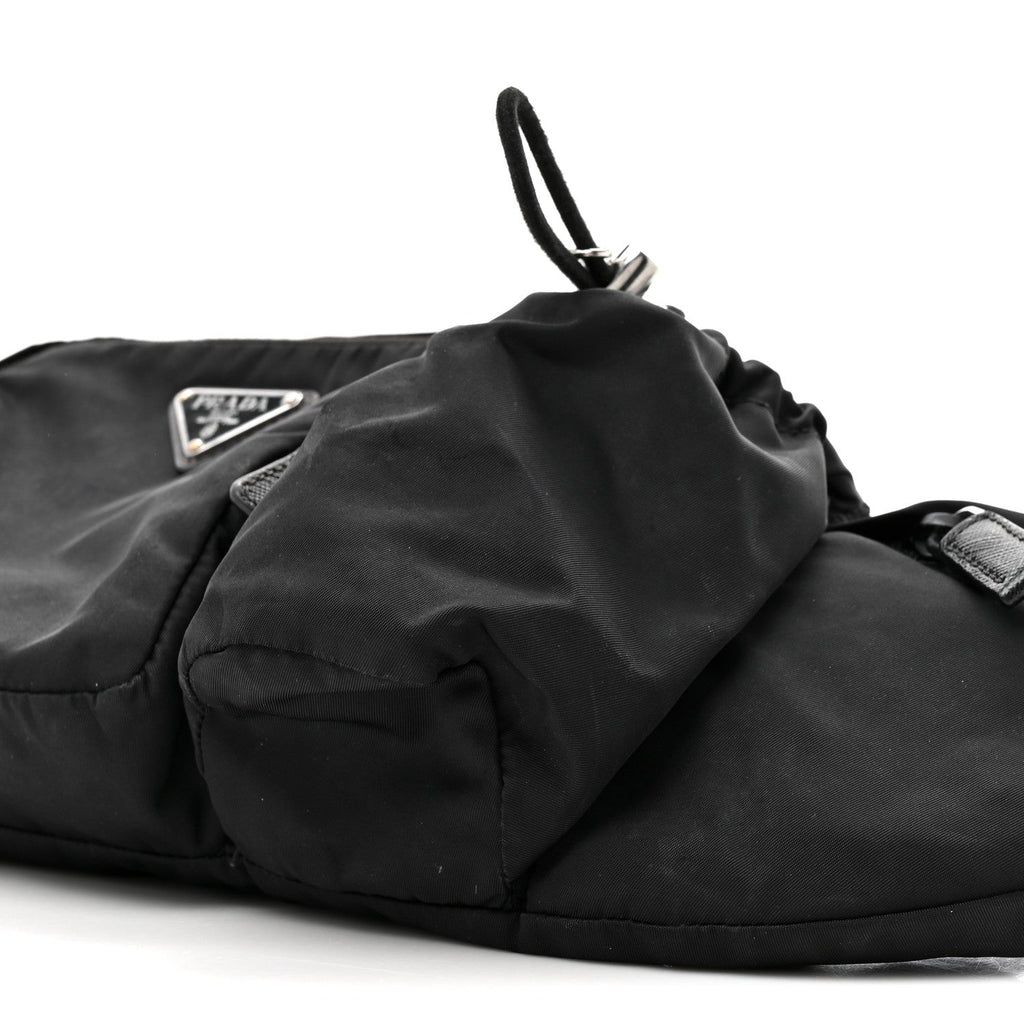 Prada Re-Nylon Saffiano Metal Triple Pocket Belt Bag Black